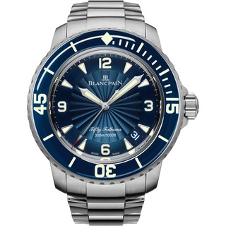 Swiss Luxury Replica Blancpain 50 Fathoms Automatic Blue Steel with Steel Bracelet Watch 5015D-1140-71